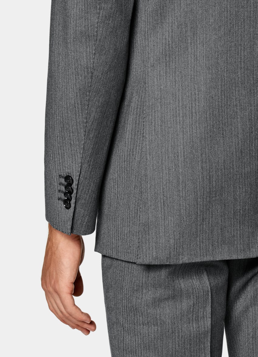 Dark Grey Herringbone Perennial Tailored Fit Havana Suit