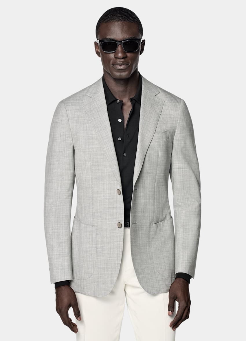 Light Grey Tailored Fit Havana Suit Jacket
