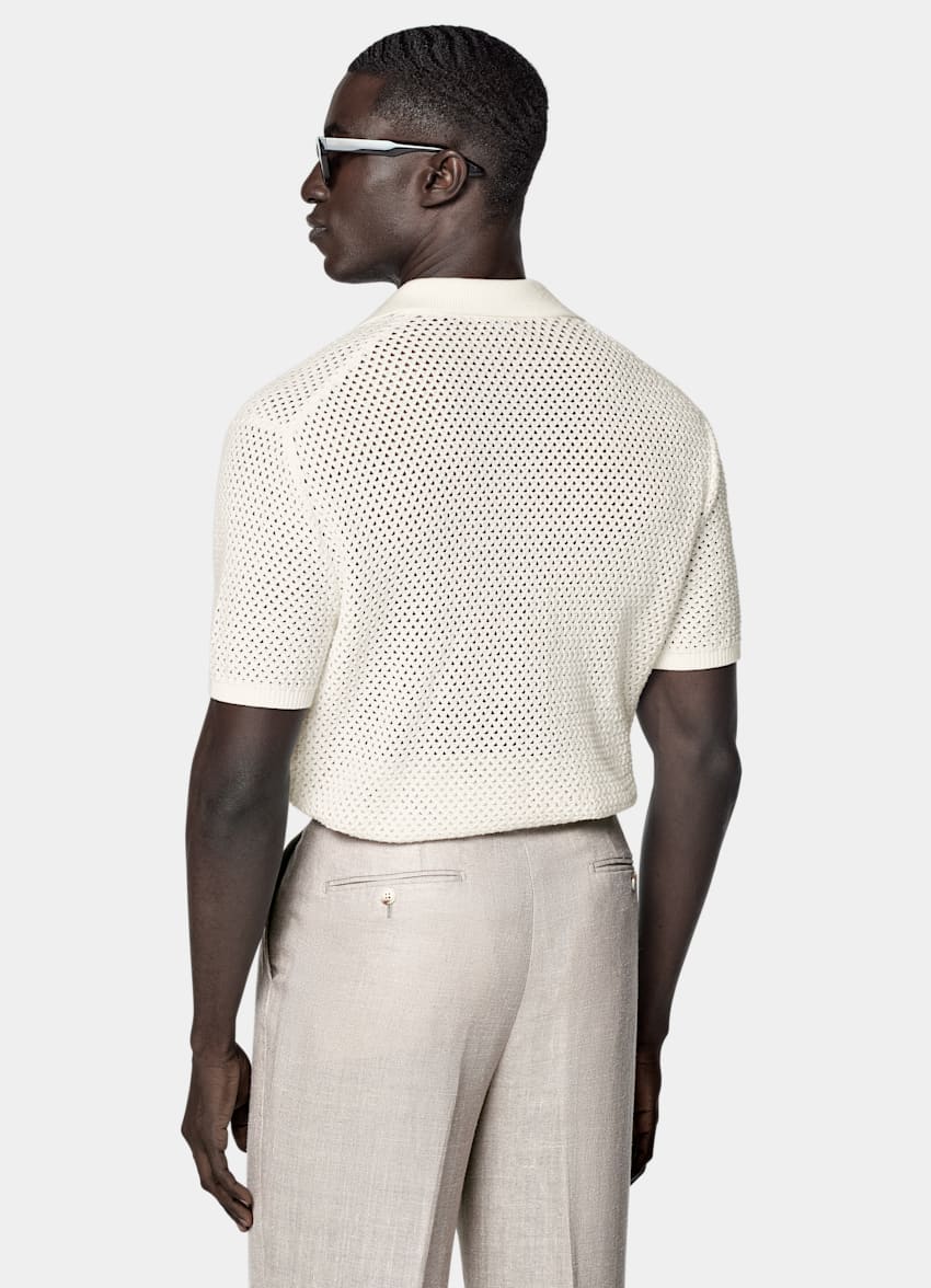 Off-White Crochet Buttonless Polo