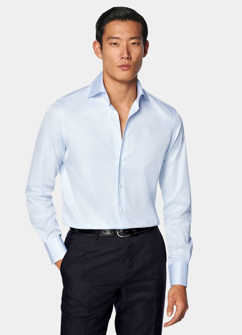 Light Blue Twill Tailored Fit Shirt