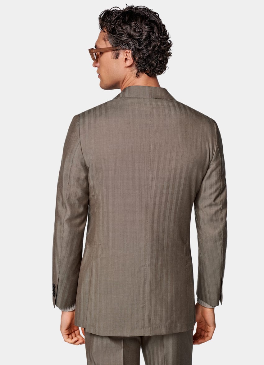 Taupe Herringbone Perennial Tailored Fit Havana Suit