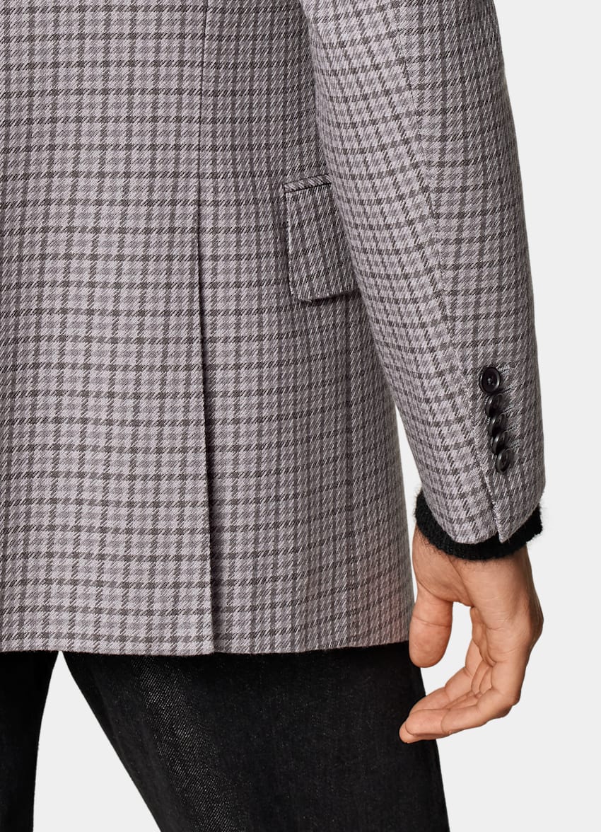 Taupe Checked Tailored Fit Milano Blazer