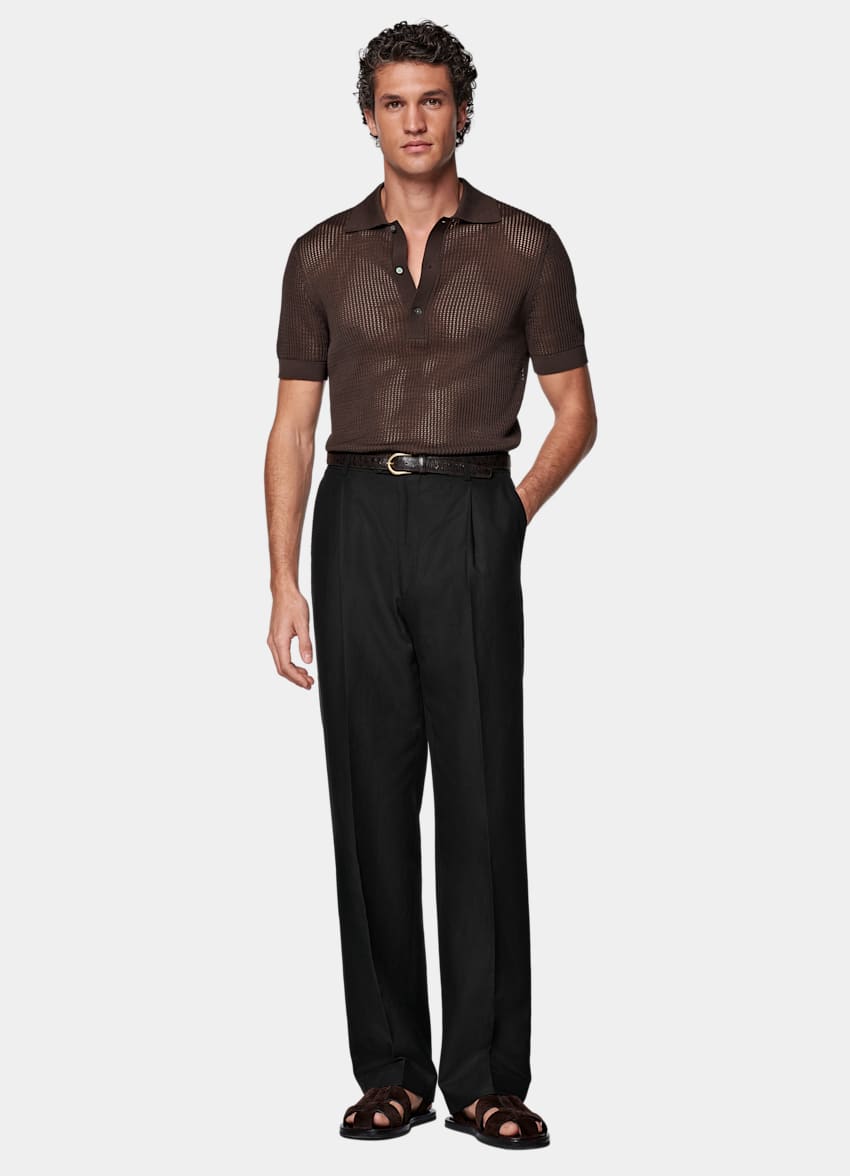 Mid Brown Crochet Polo