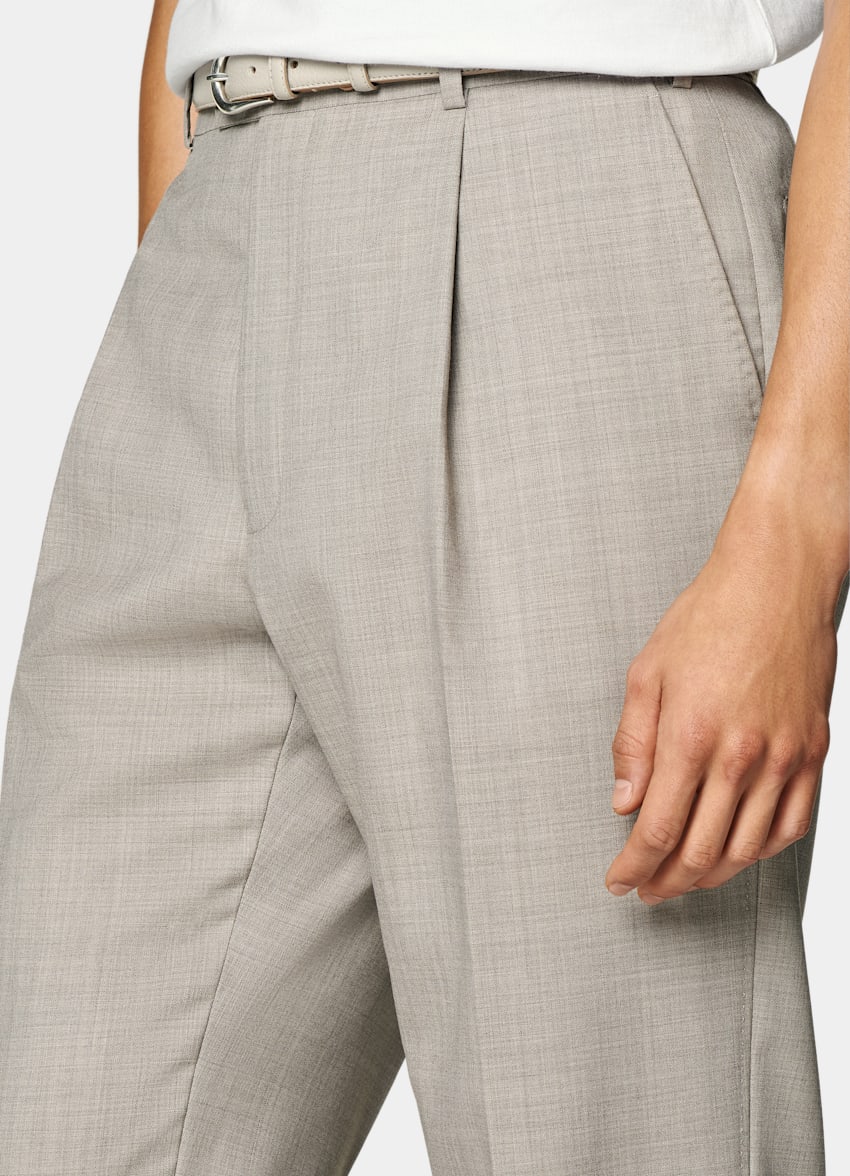Light Taupe Wide Leg Straight Pants