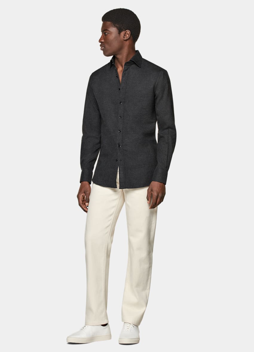 Dark Grey Tailored Fit Shirt