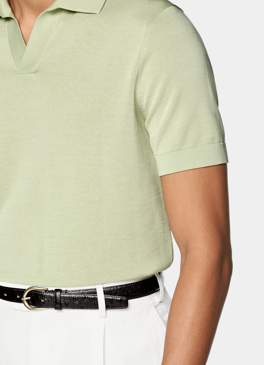 Light Green Buttonless Polo