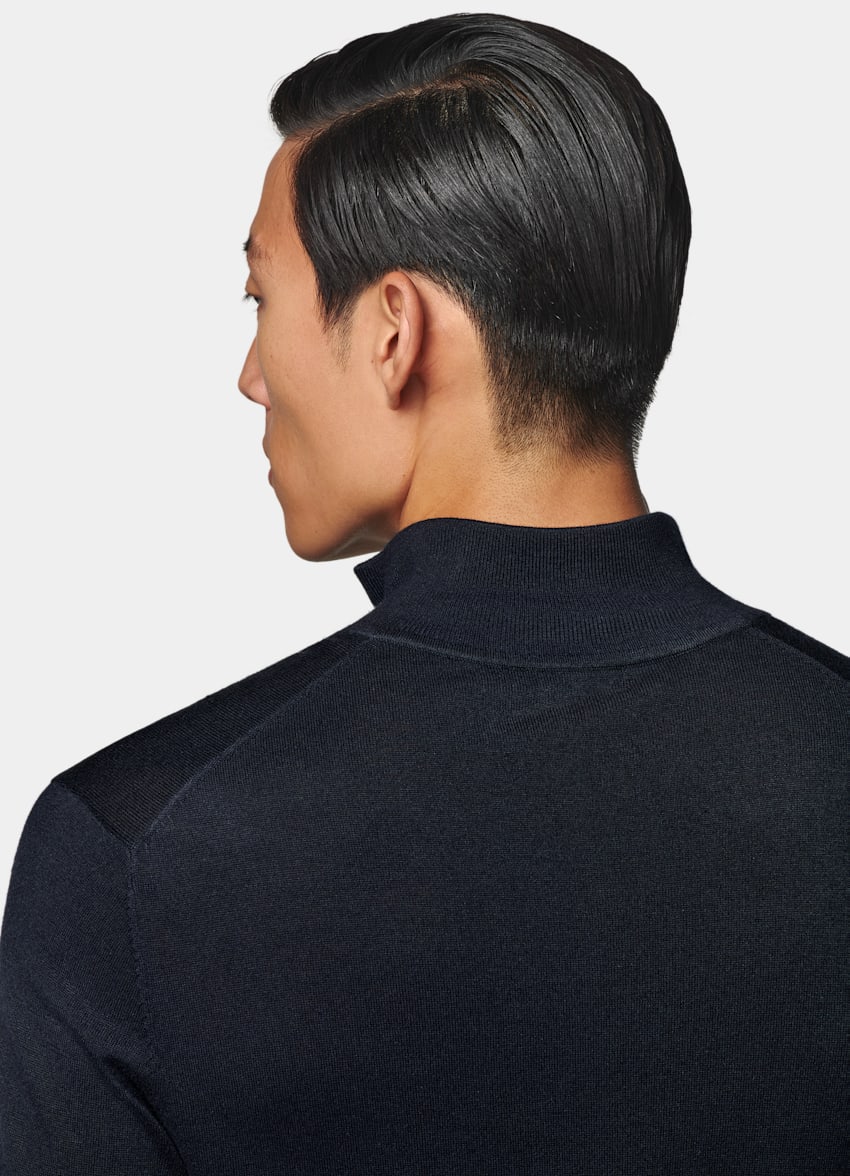 Navy Merino Half Zip
