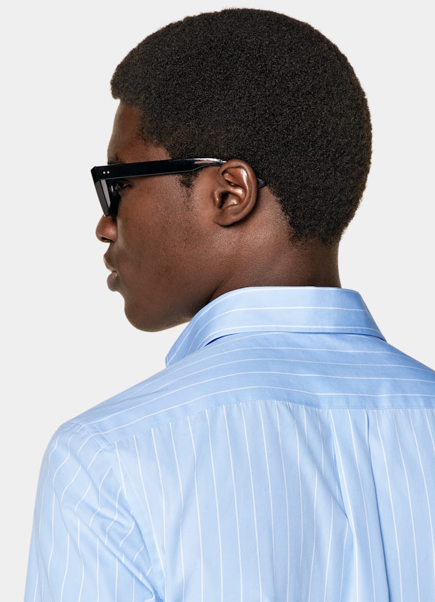 Light Blue Striped Tailored Fit Shirt