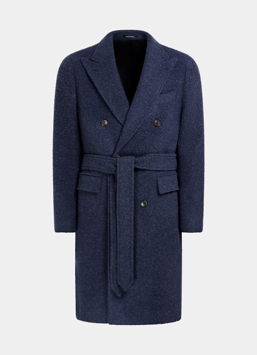 Mid Blue Belted Overcoat