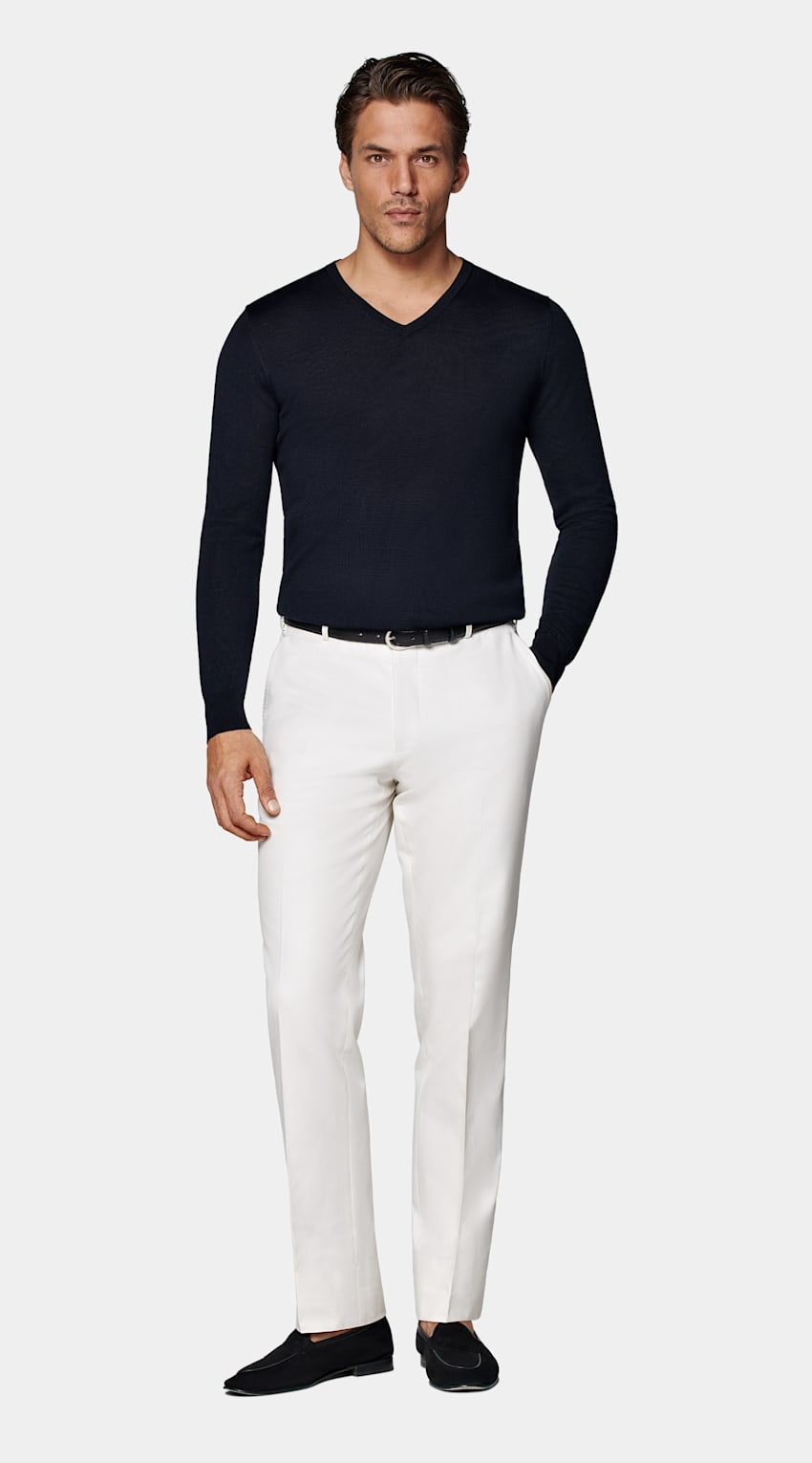 Navy Merino V-Neck