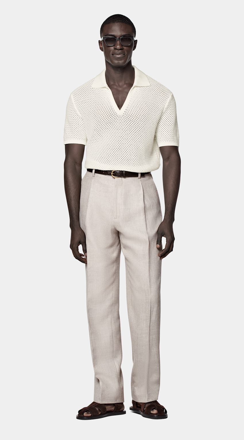 Off-White Crochet Buttonless Polo