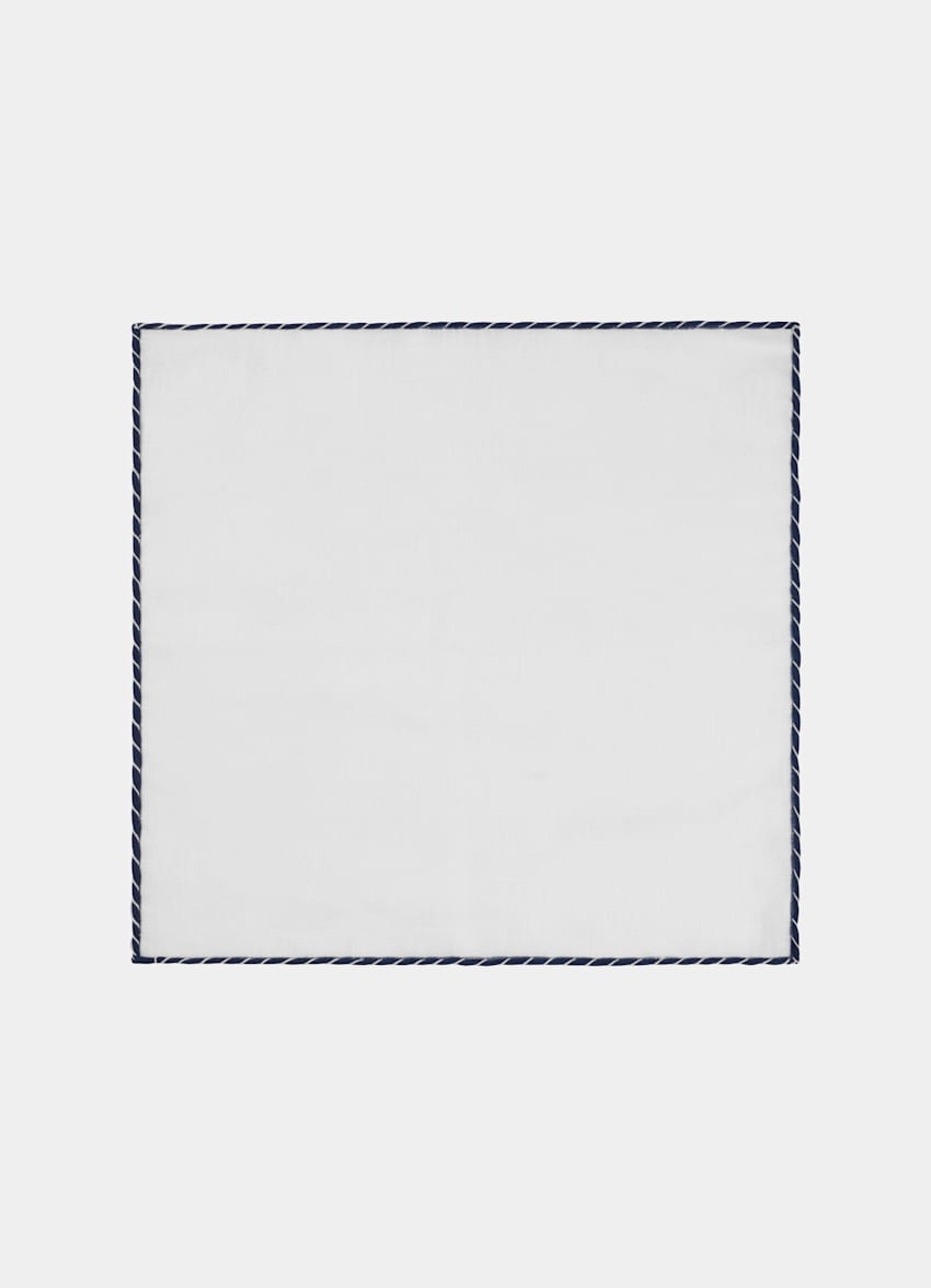 White Stitch Edge Pocket Square