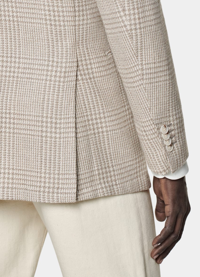 Sand Checked Relaxed Fit Roma Blazer