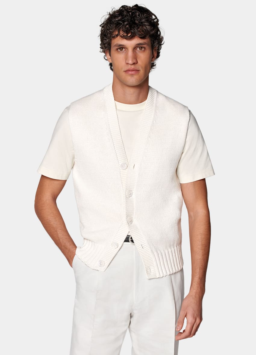 Off-White Sleeveless Cardigan