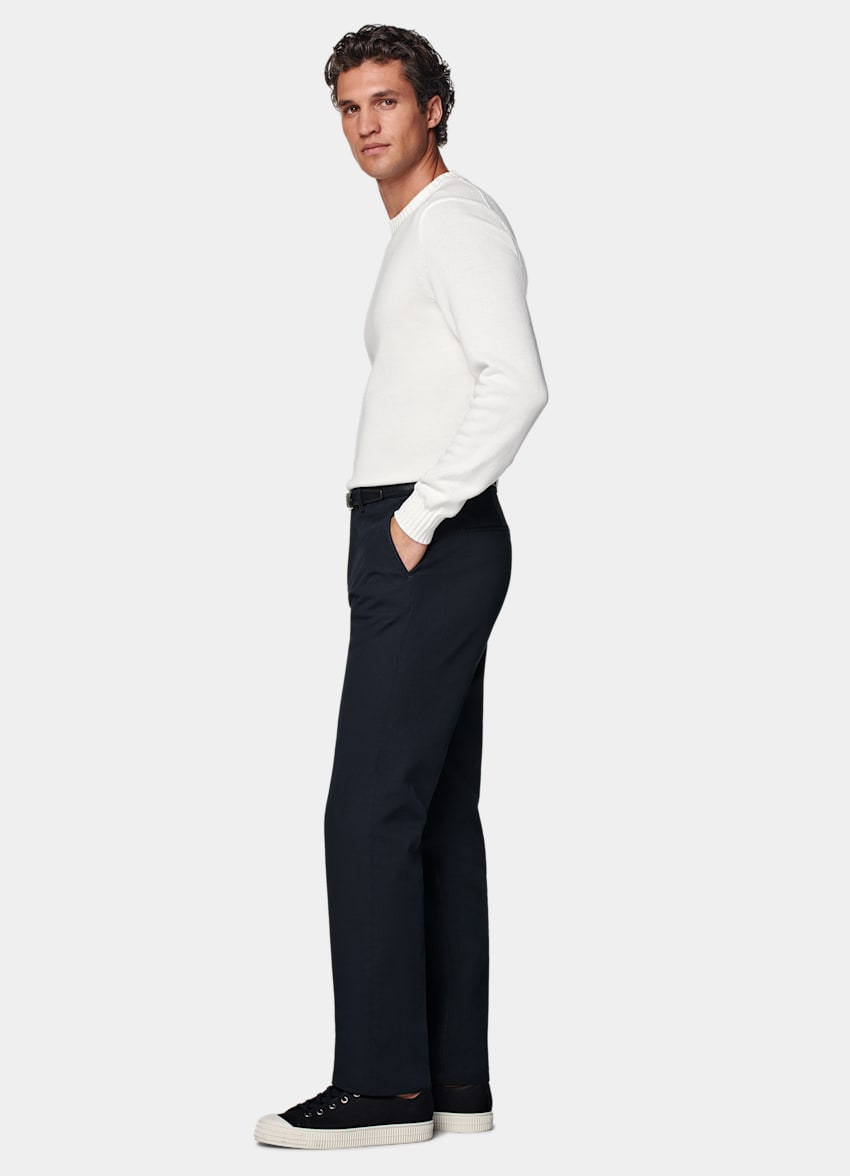 Navy Slim Leg Straight Chinos