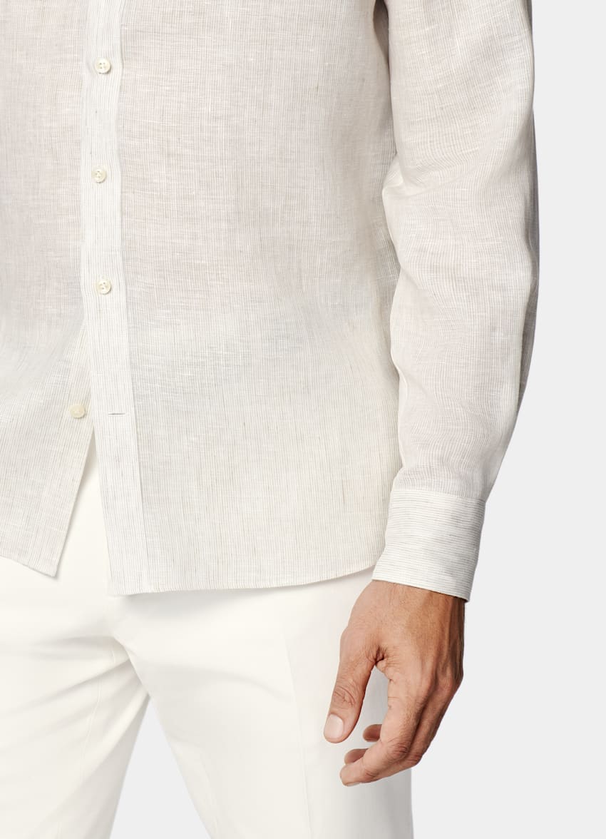 Light Brown Striped Slim Fit Shirt