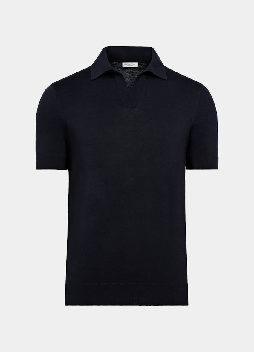 Navy Buttonless Polo