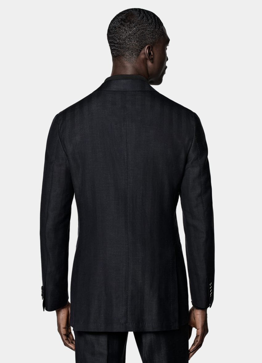 Navy Herringbone Tailored Fit Havana Suit
