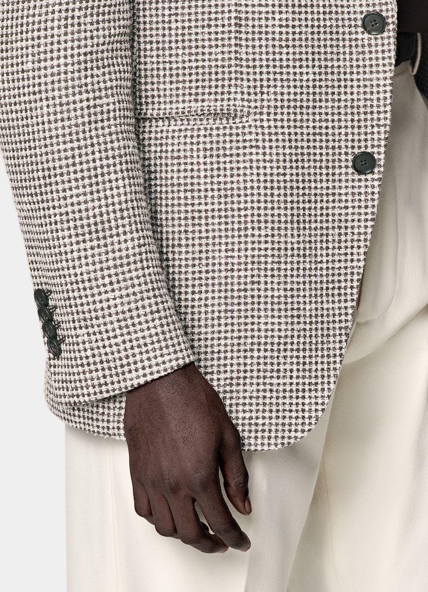 Mid Brown Checked Relaxed Fit Roma Blazer