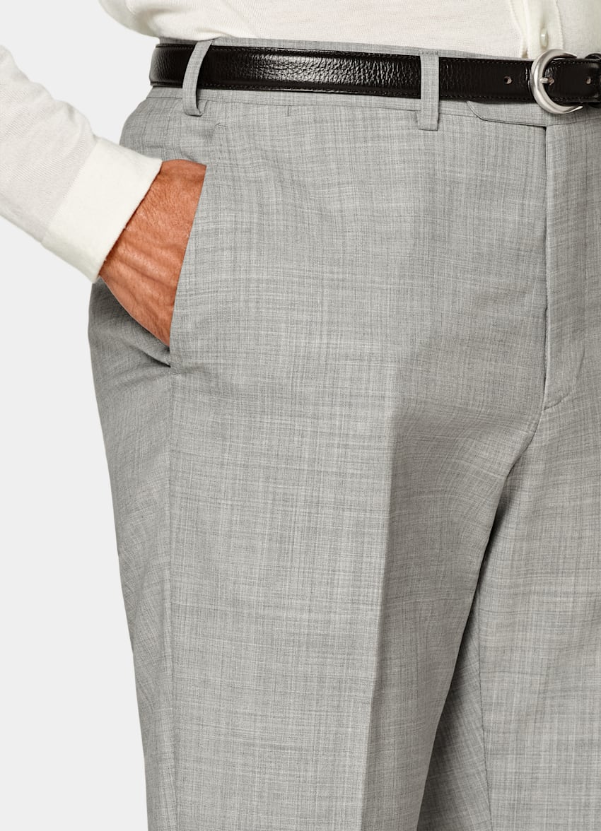 Light Grey Slim Leg Tapered Suit Pants