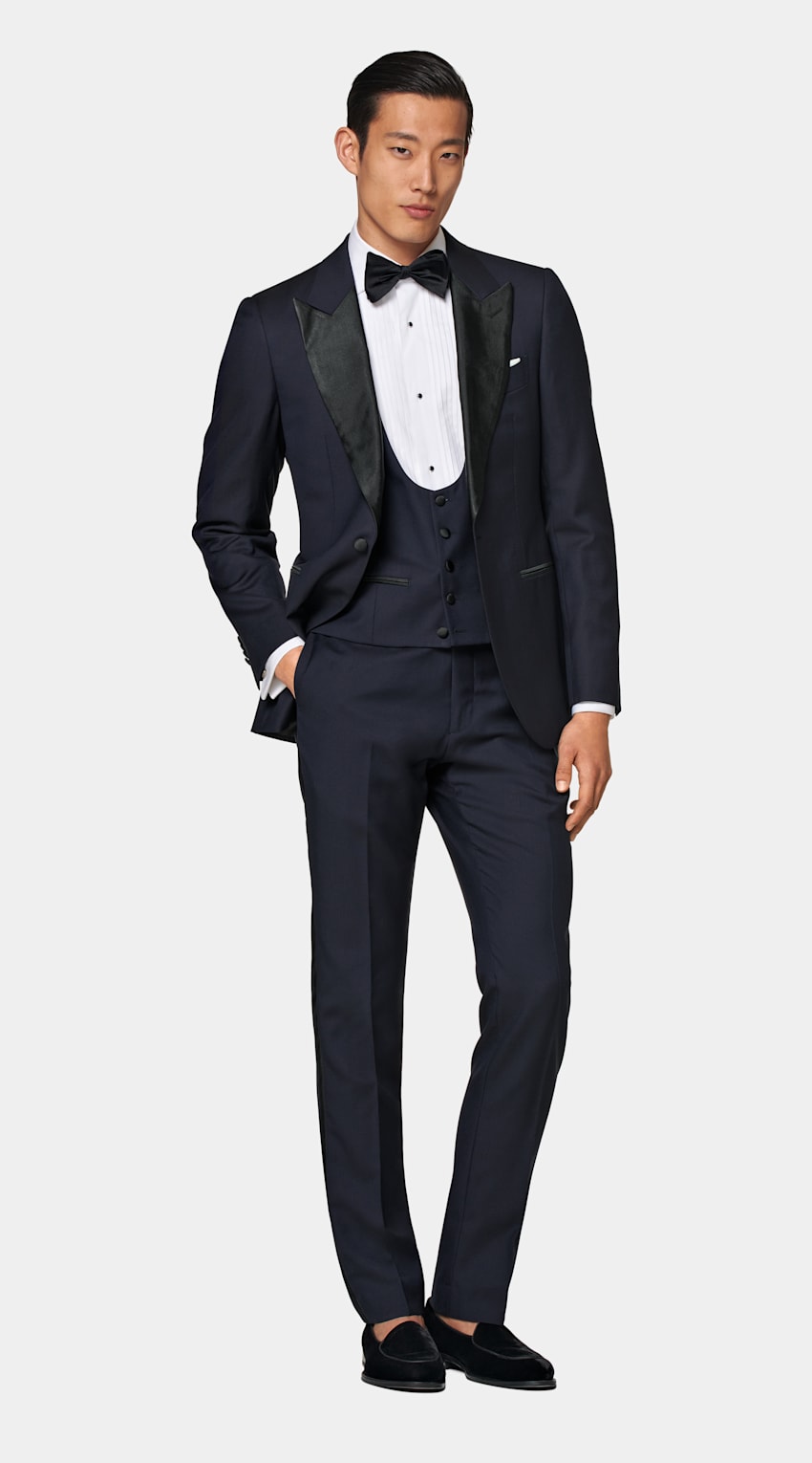Navy Three-Piece Tailored Fit Lazio Tuxedo