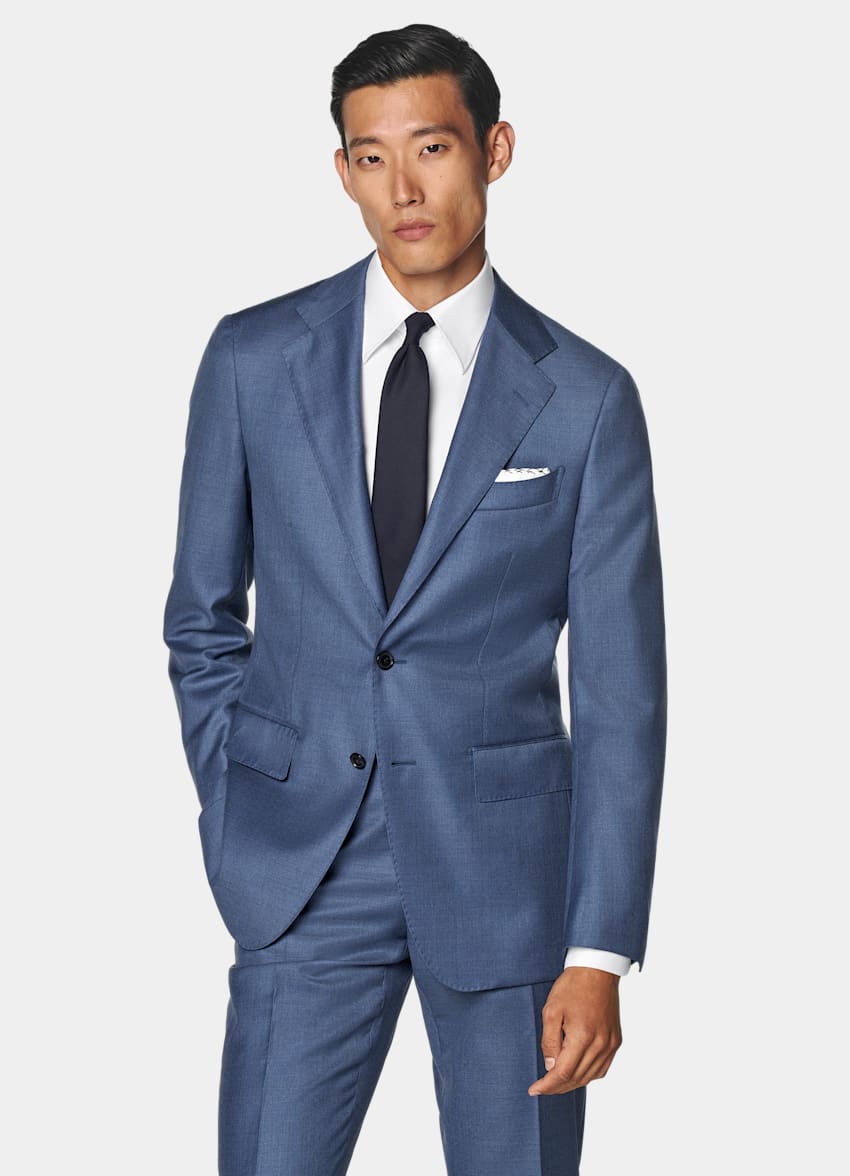 Mid Blue Tailored Fit Havana Suit