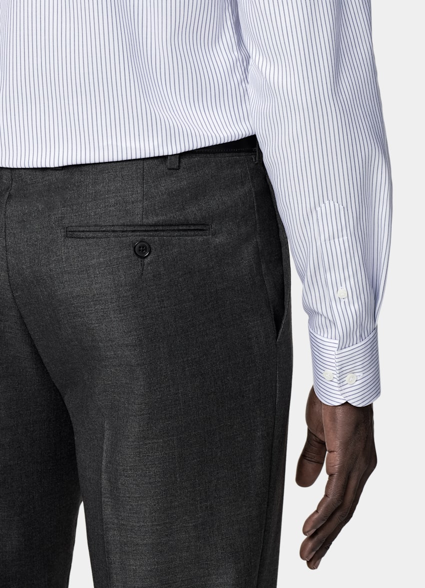 Navy Striped Twill Tailored Fit Shirt