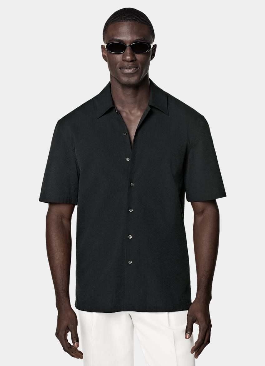 Black Tailored Fit Short Sleeve Shirt
