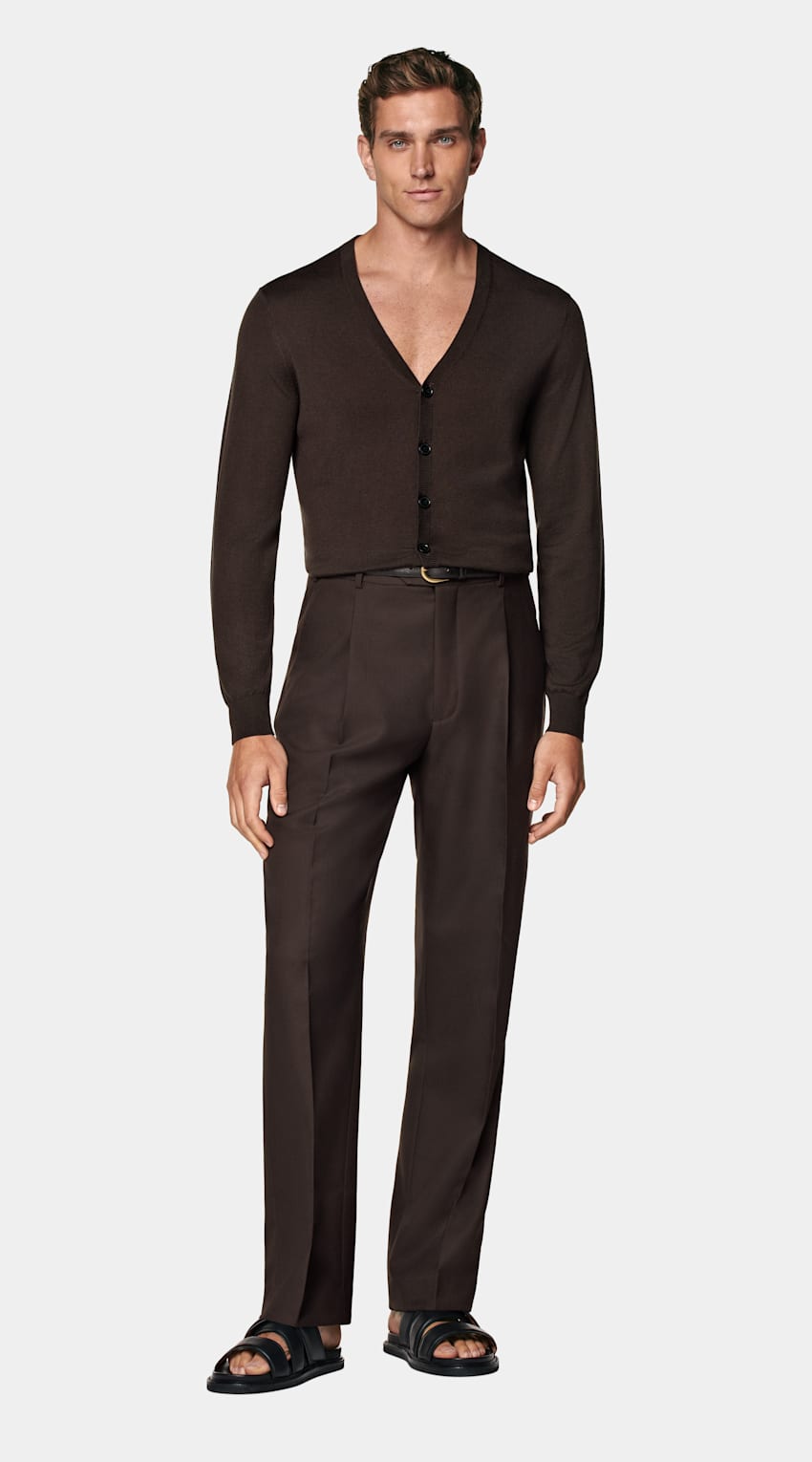 Mid Brown V-Neck Cardigan
