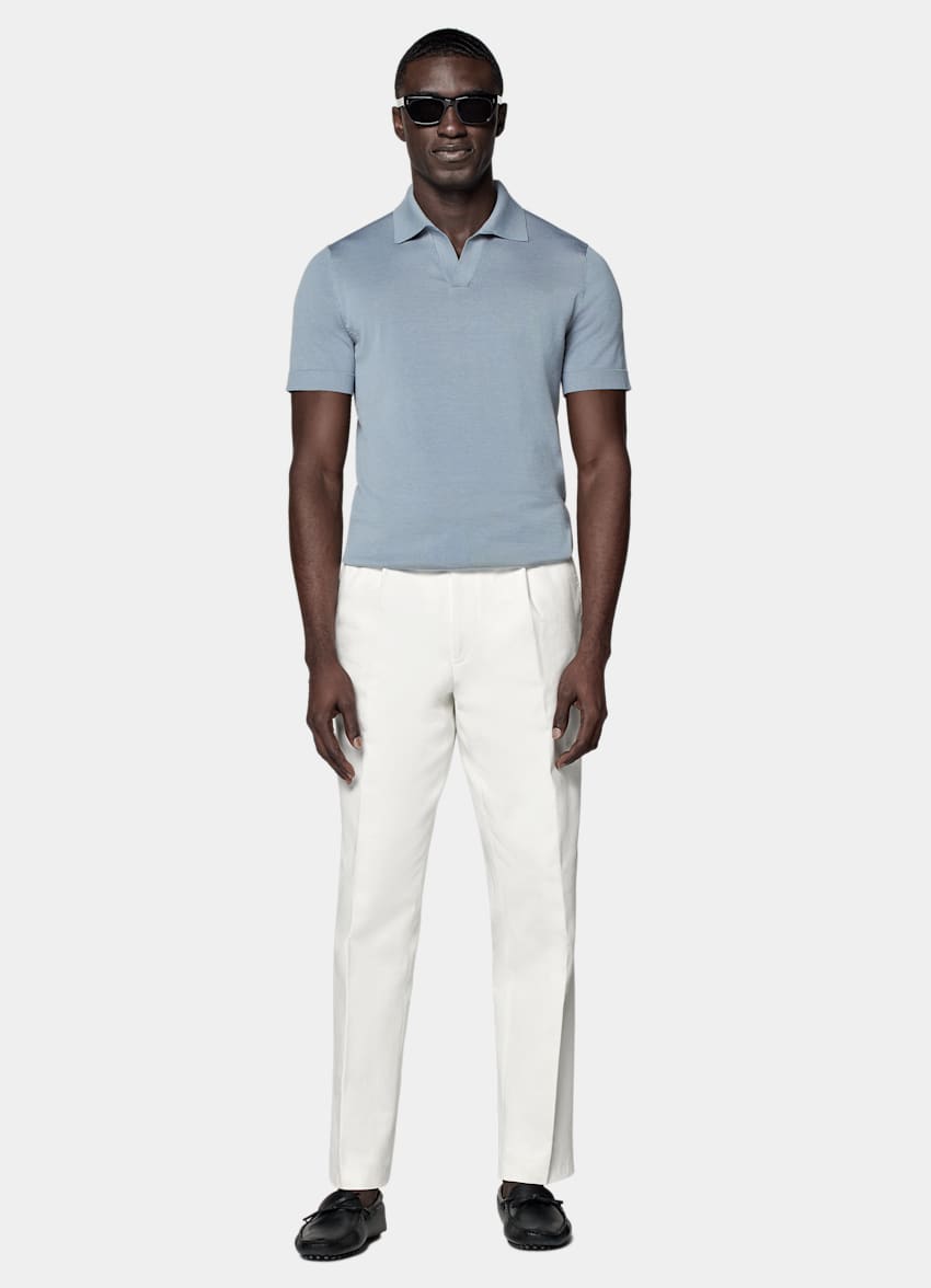 Light Blue Buttonless Polo
