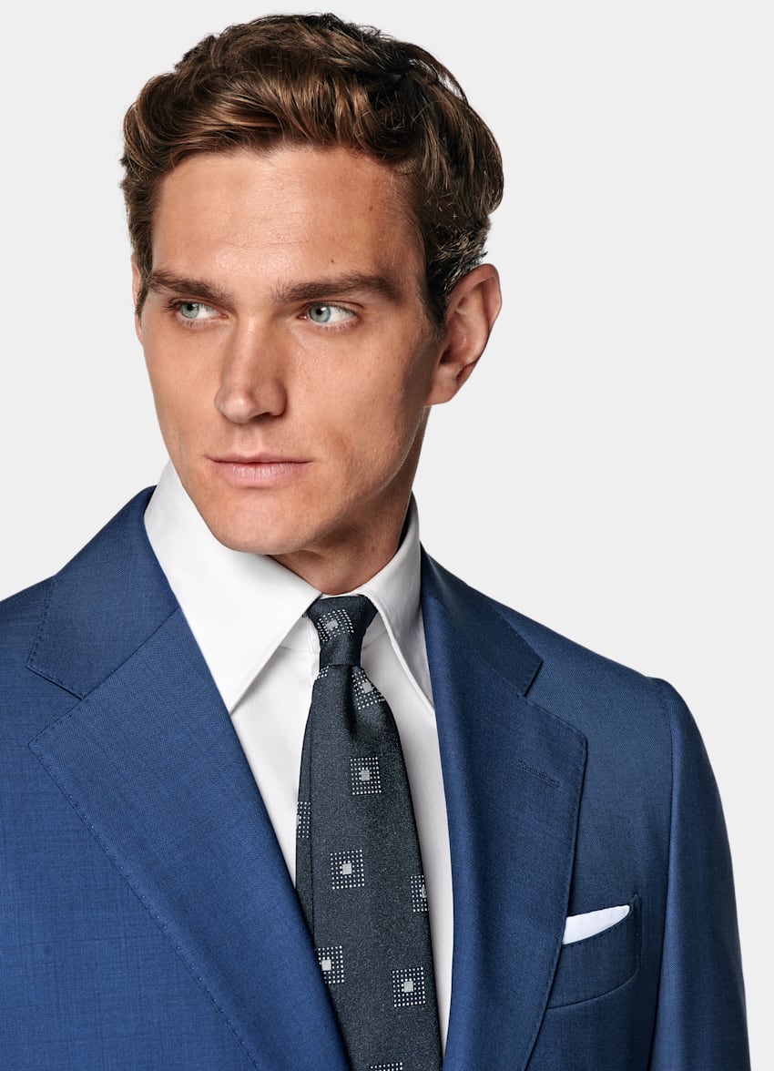 Mid Blue Tailored Fit Havana Suit Jacket
