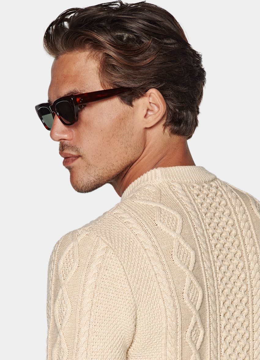 Light Brown Cable Crewneck