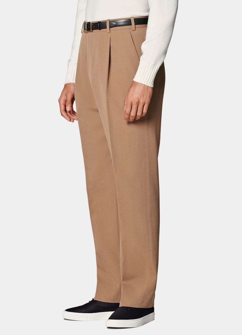 Mid Brown Wide Leg Straight Pants