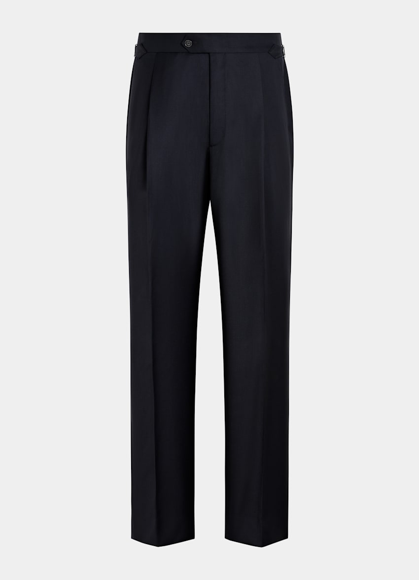 Navy Wide Leg Straight Pants