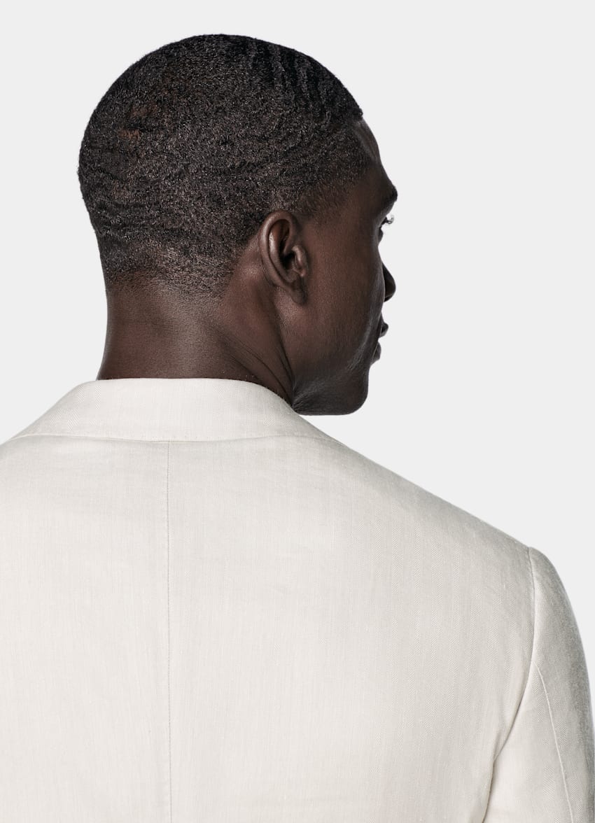 Sand Herringbone Relaxed Fit Roma Blazer