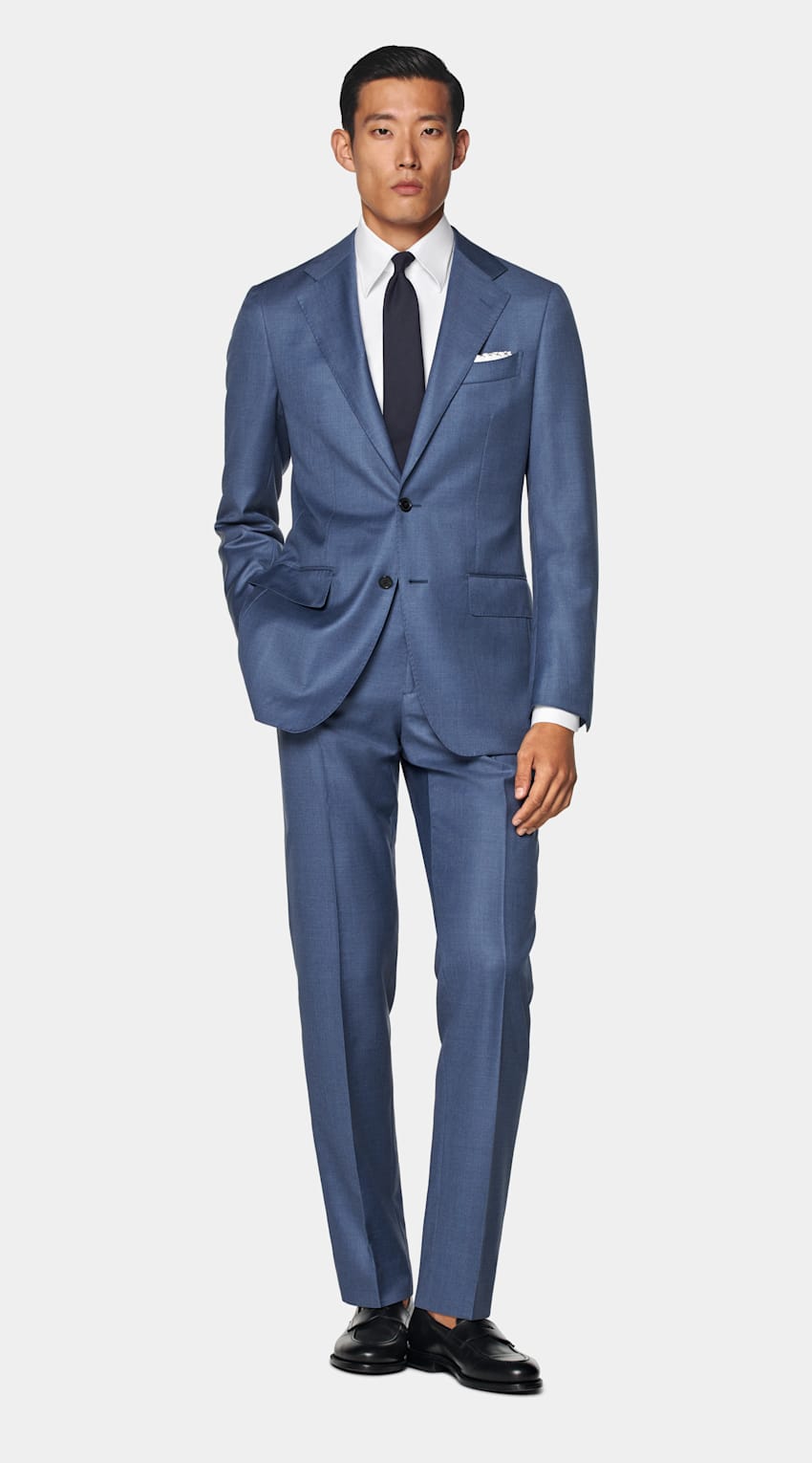 Mid Blue Tailored Fit Havana Suit