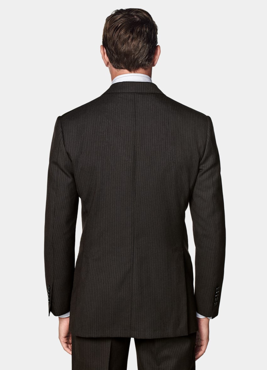 Dark Brown Striped Tailored Fit Milano Suit