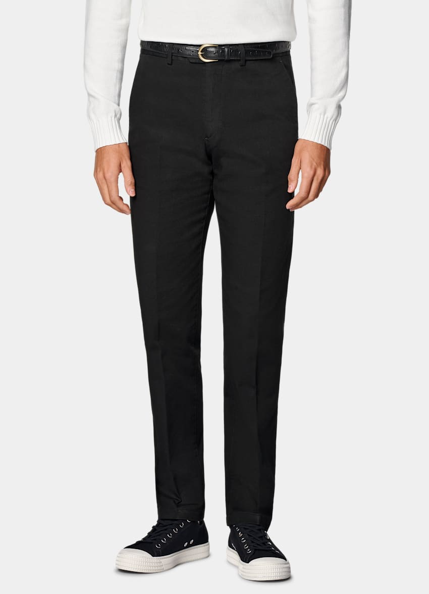 Black Slim Leg Straight Chinos