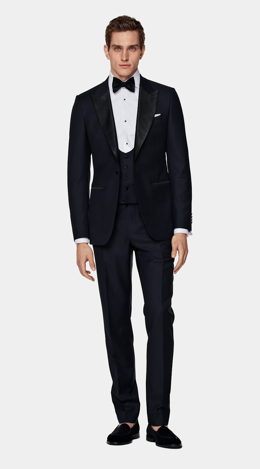 Navy Three-Piece Tailored Fit Lazio Tuxedo