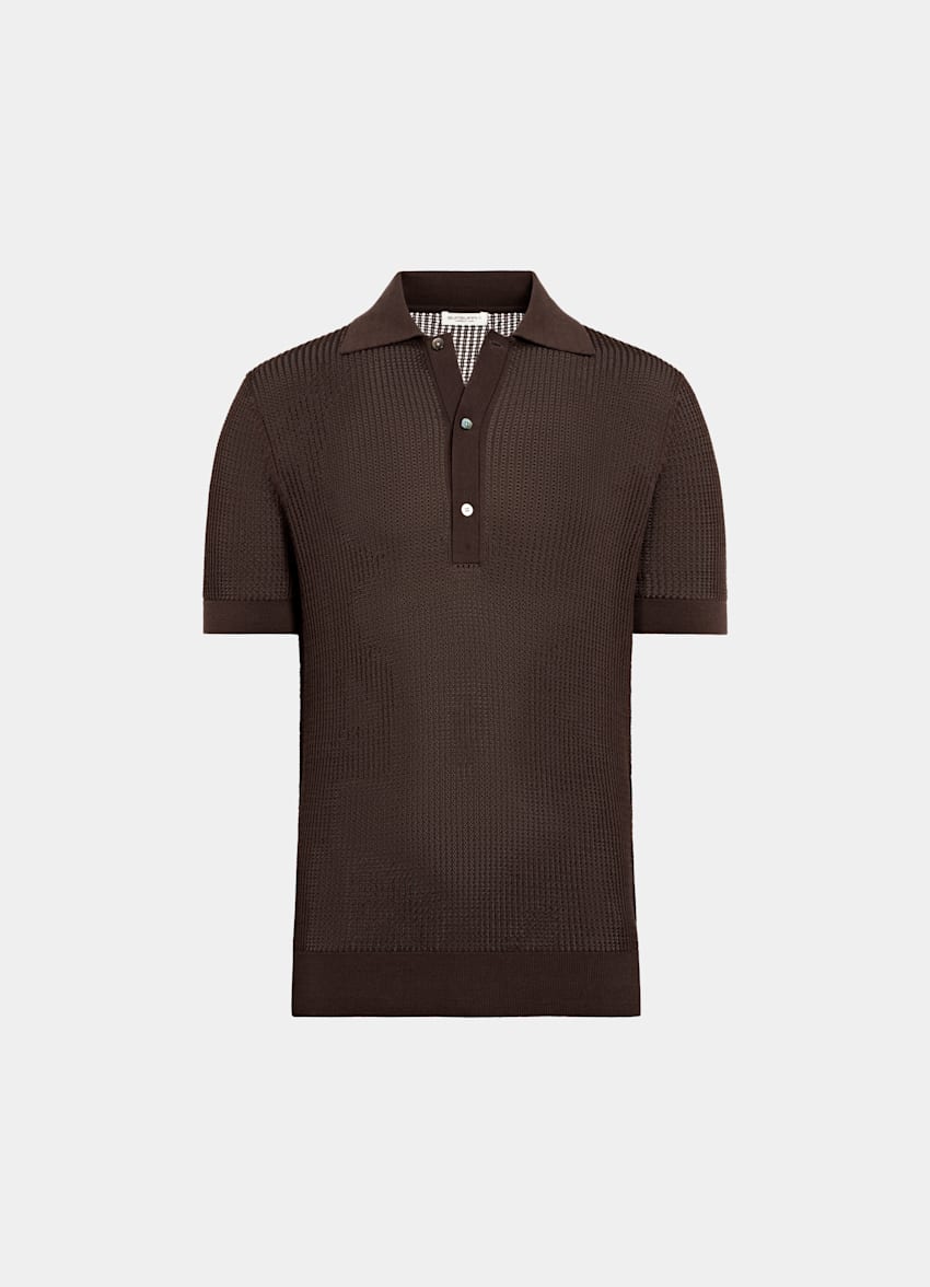 Mid Brown Crochet Polo