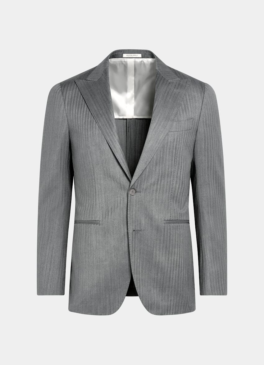 Mid Grey Herringbone Perennial Tailored Fit Havana Suit