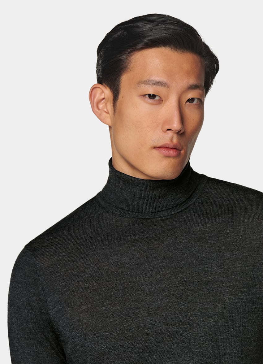 Dark Grey Merino Turtleneck