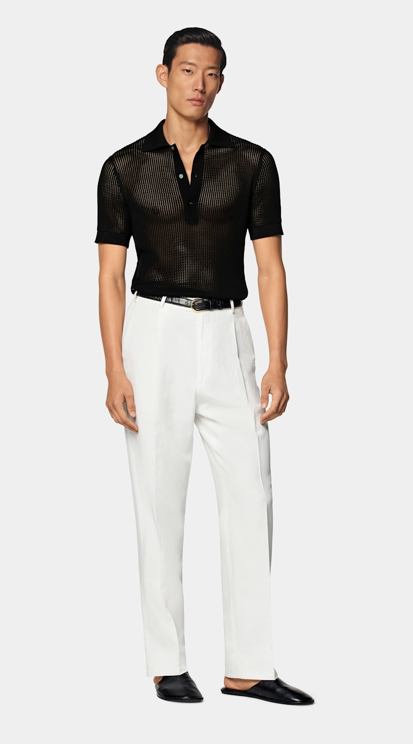 Black Crochet Polo