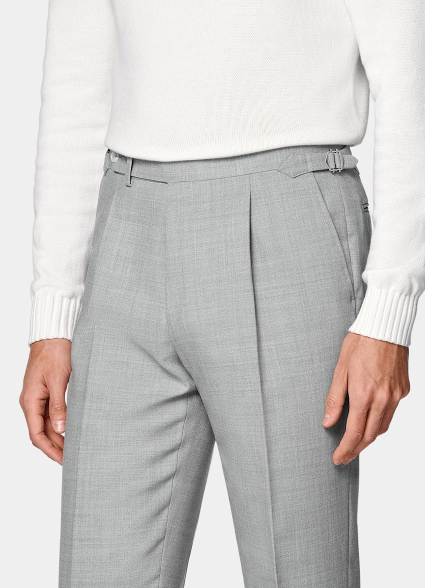 Light Grey Slim Leg Tapered Pants