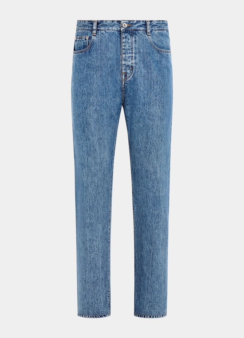 Mid Blue Straight Leg Jeans