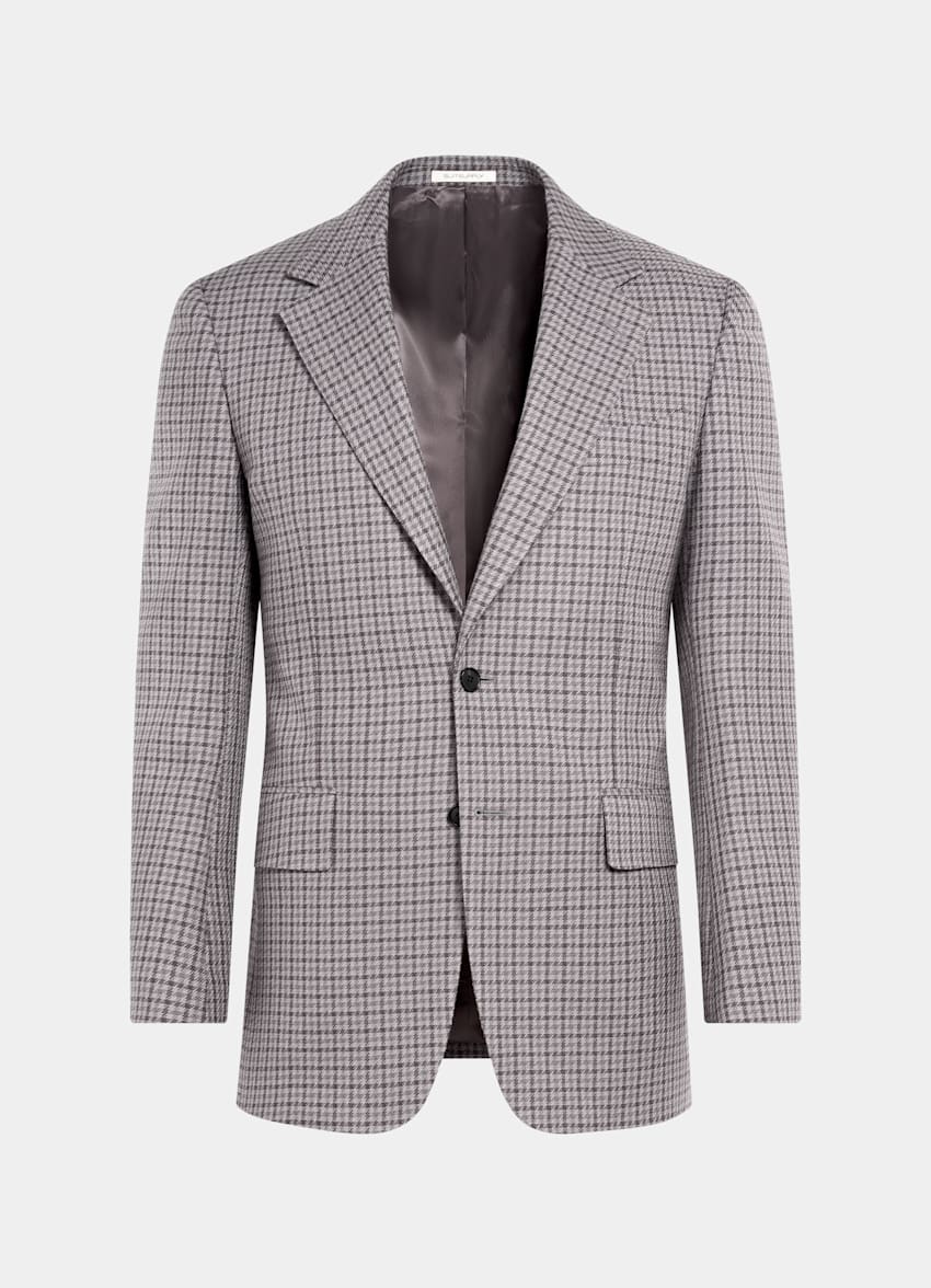 Taupe Checked Tailored Fit Milano Blazer
