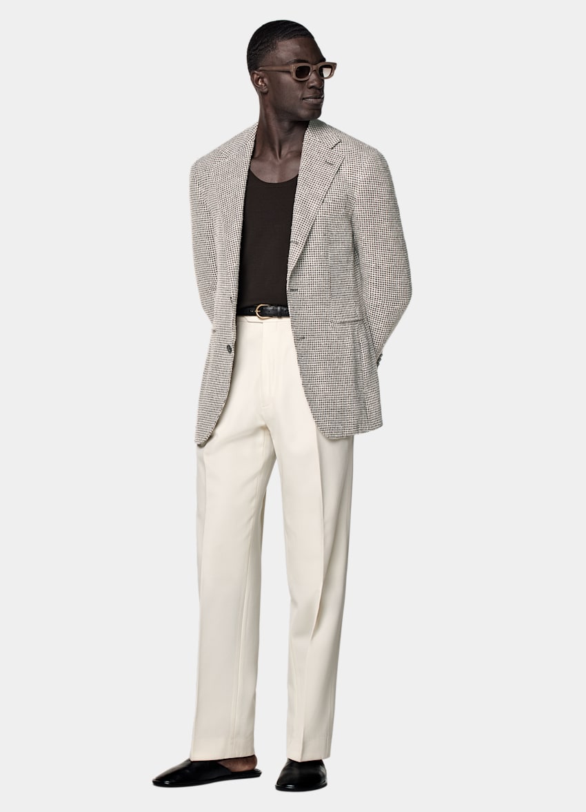 Mid Brown Checked Relaxed Fit Roma Blazer