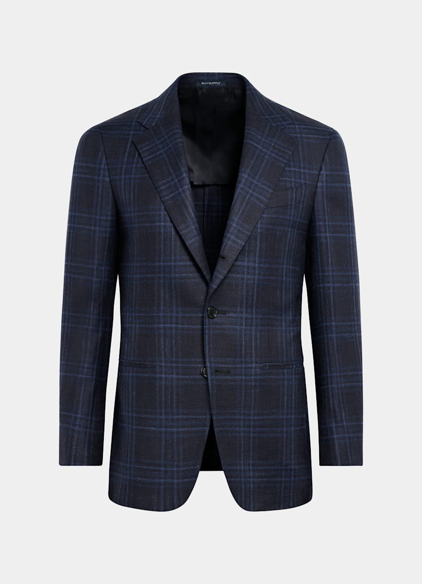 Navy Checked Tailored Fit Havana Blazer