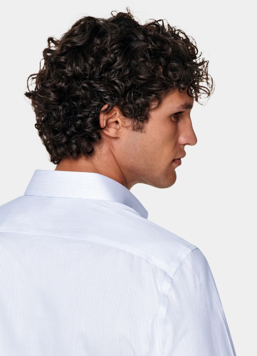 White Striped Twill Slim Fit Shirt