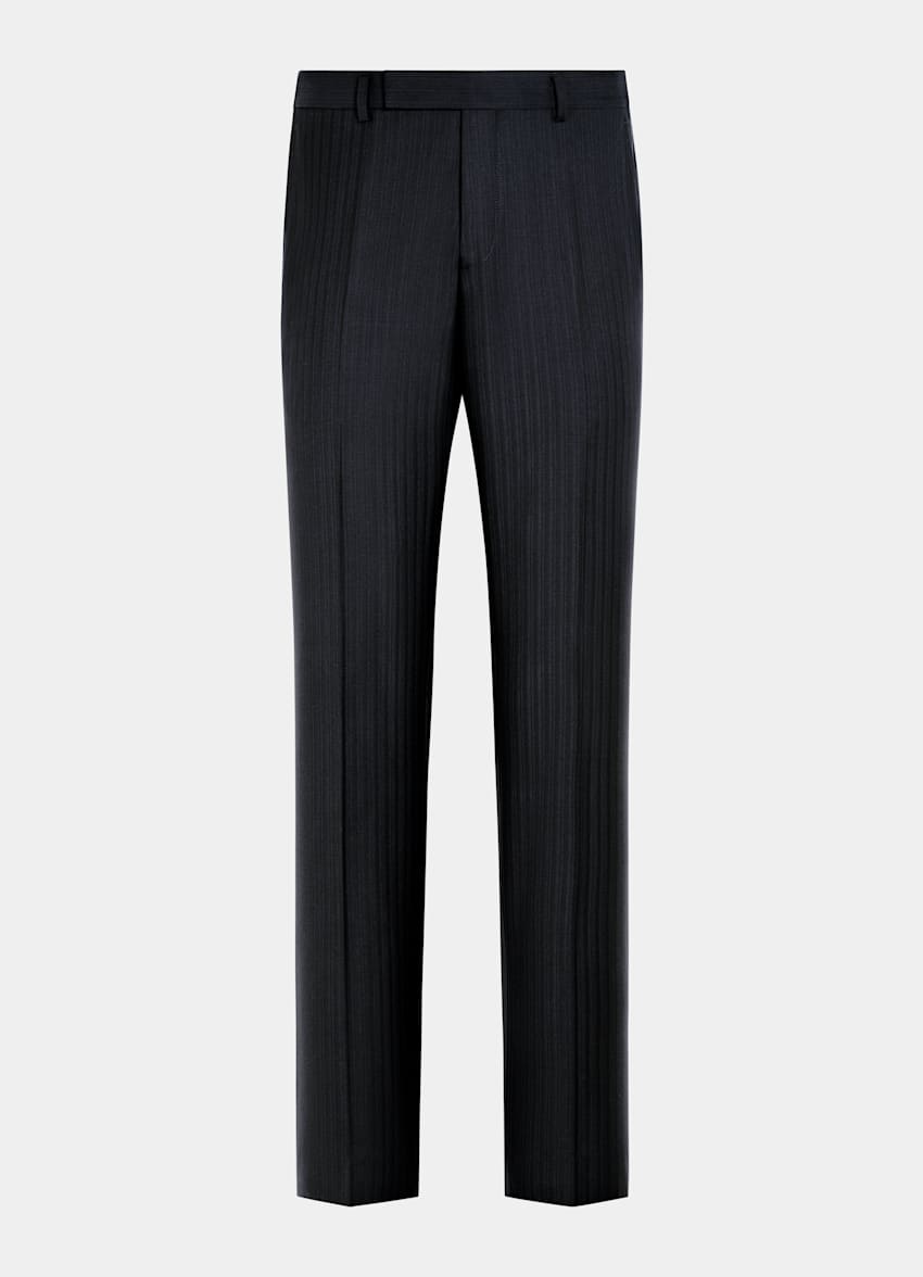 Navy Striped Tailored Fit Milano Suit